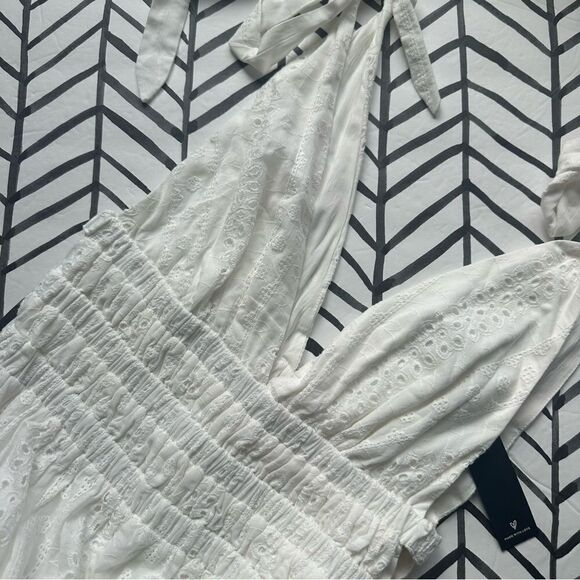 NWT Lulus Size L Running Free White Eyelet Embroidered Tie-Strap Jumpsuit - Picture 2 of 5